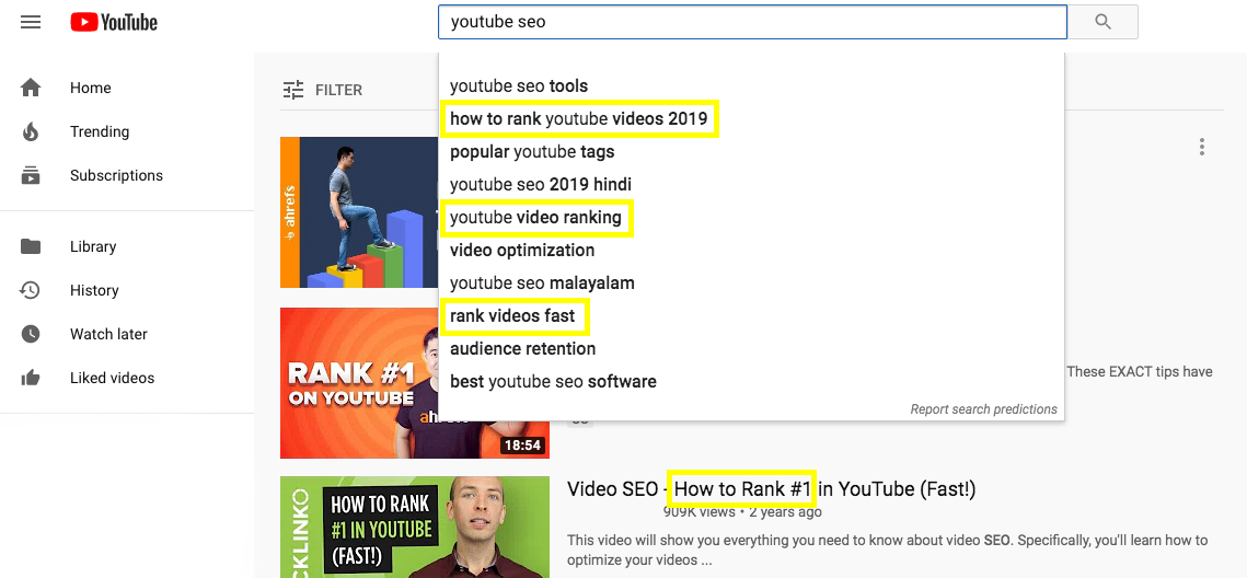 YouTube SEO Search Results